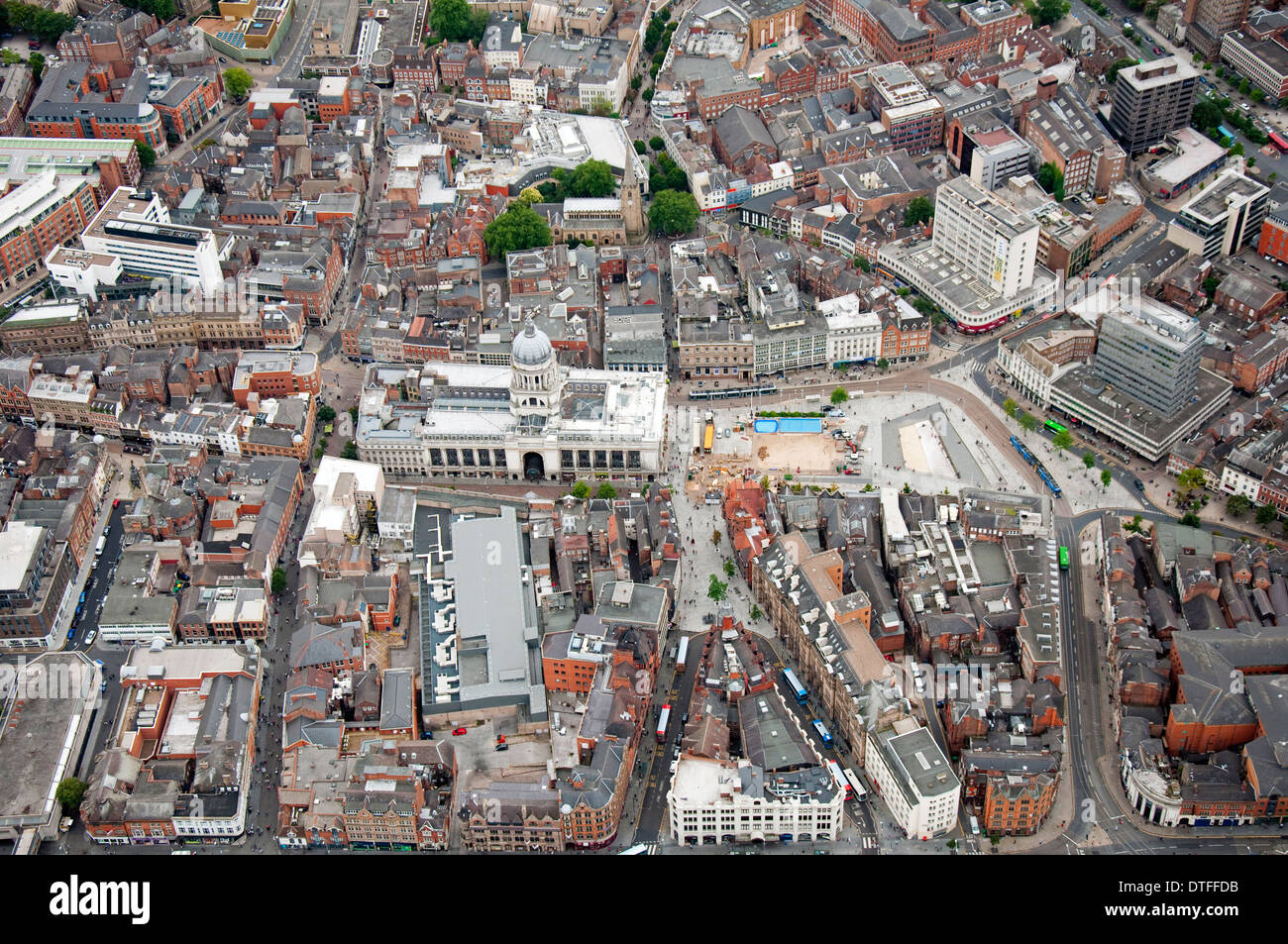 Aerial shot of Nottingham City and the Council House, Nottinghamshire