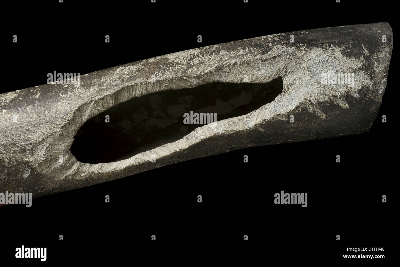 Lead Pipe Showing Bite Marks Stock Photo