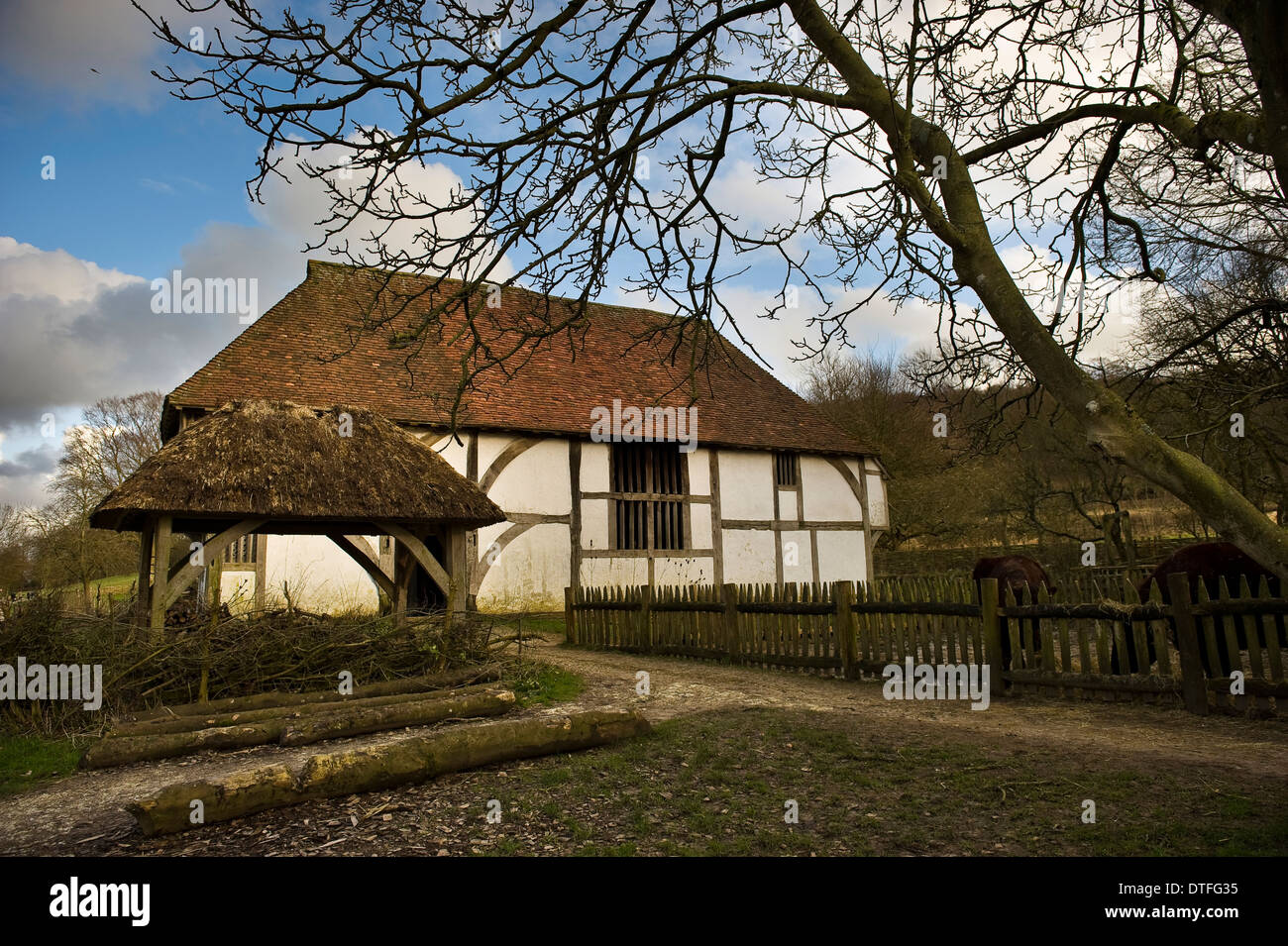 Bayleaf Wealden farmhouse at the Weald & Downland Open Air Museum at Singleton, near Chichester, West Sussex, UK Stock Photo