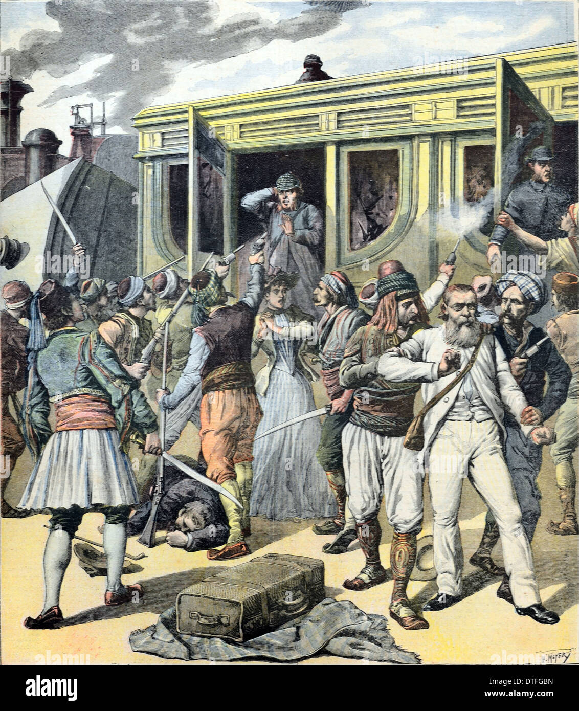 Highway Bandits Brigands or Robbers Attack Train in Ottoman Turkey