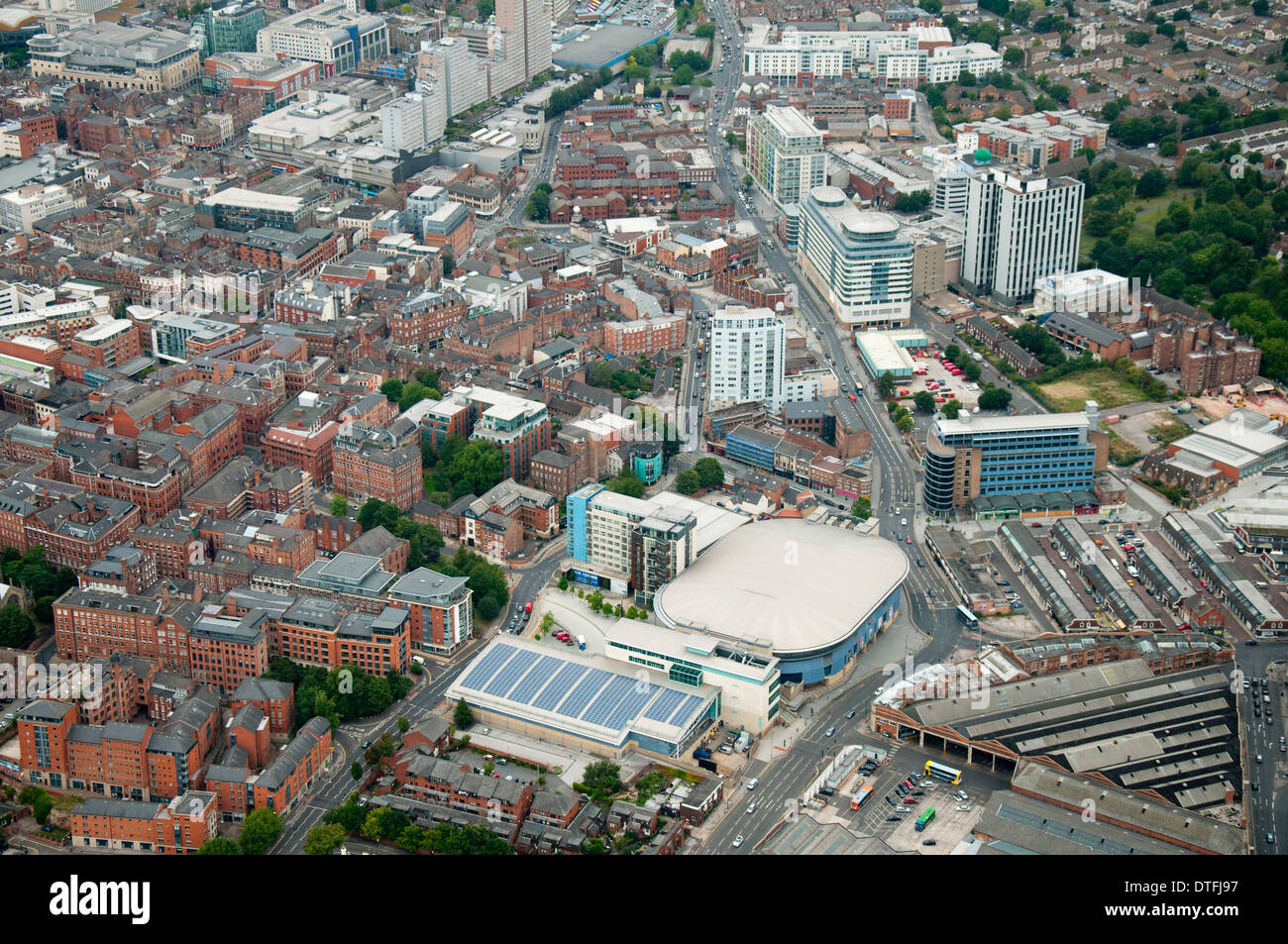 Aerial shot of the National Ice Arena and Nottingham City