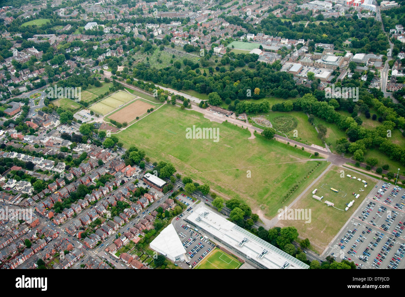 Aerial shot of the Forest Recreation Ground, Nottingham City Stock