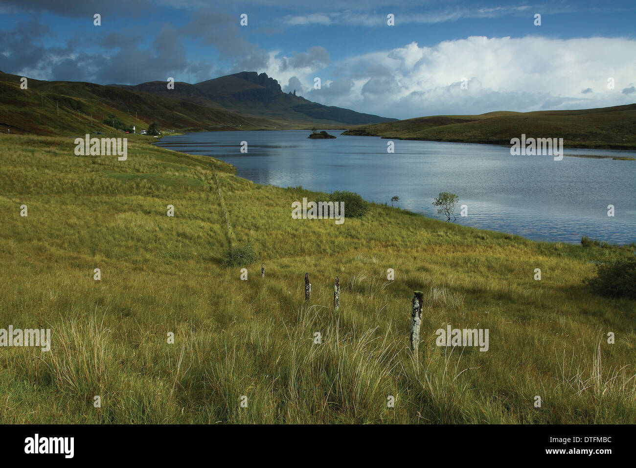 The Old Man of Storr from Loch Leathan, Isle of Skye, Inner Hebrides; Highland Stock Photo