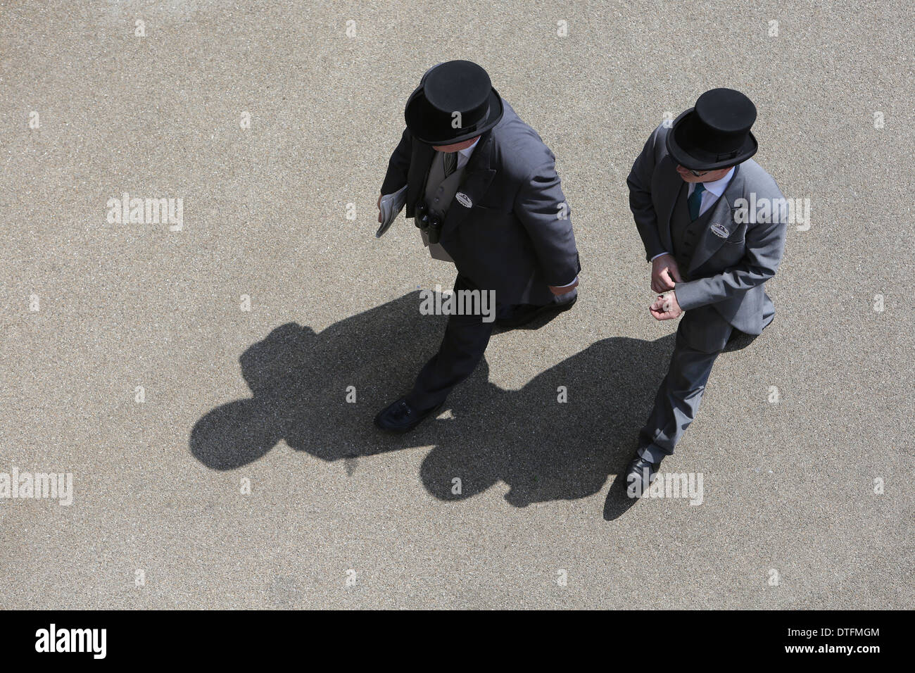 Ascot, United Kingdom, elegantly dressed men with cylinder at the races Stock Photo