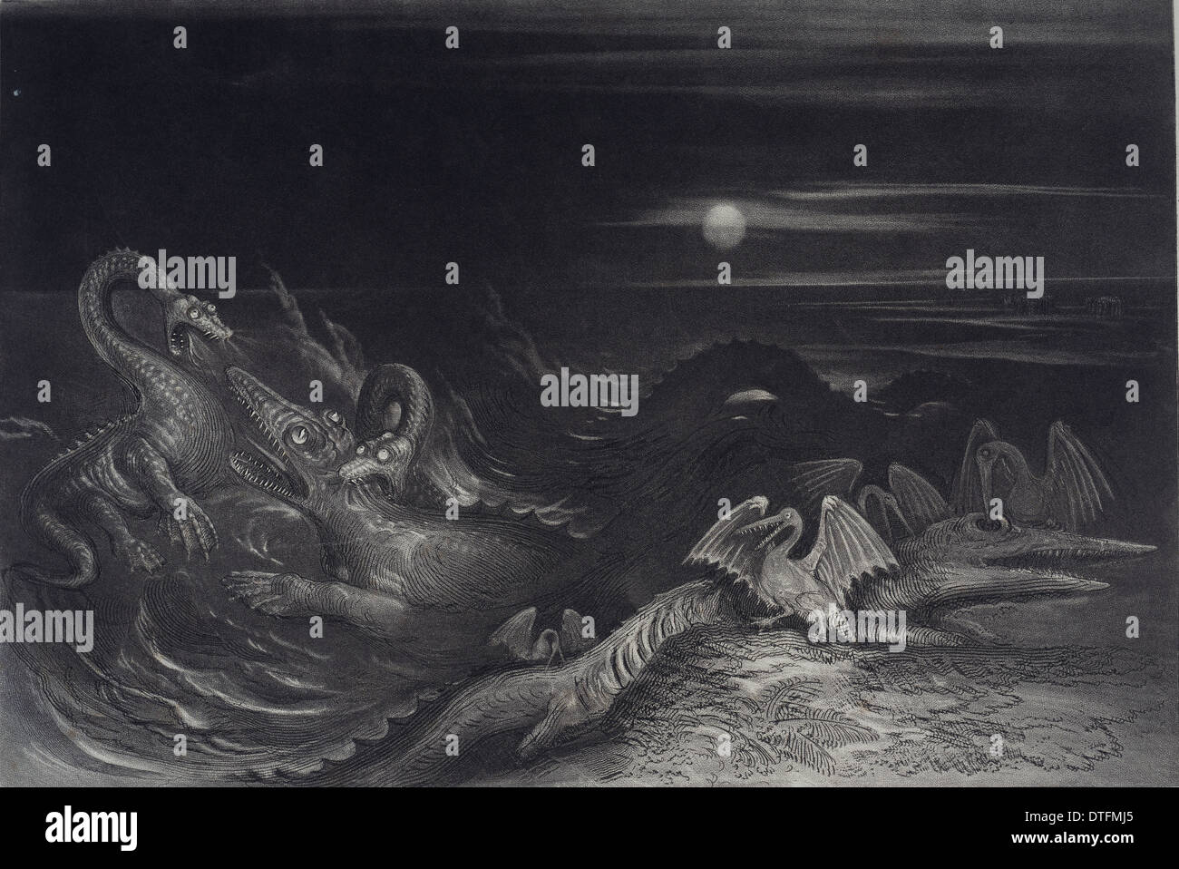 A fantasy illustration of marine reptiles Stock Photo