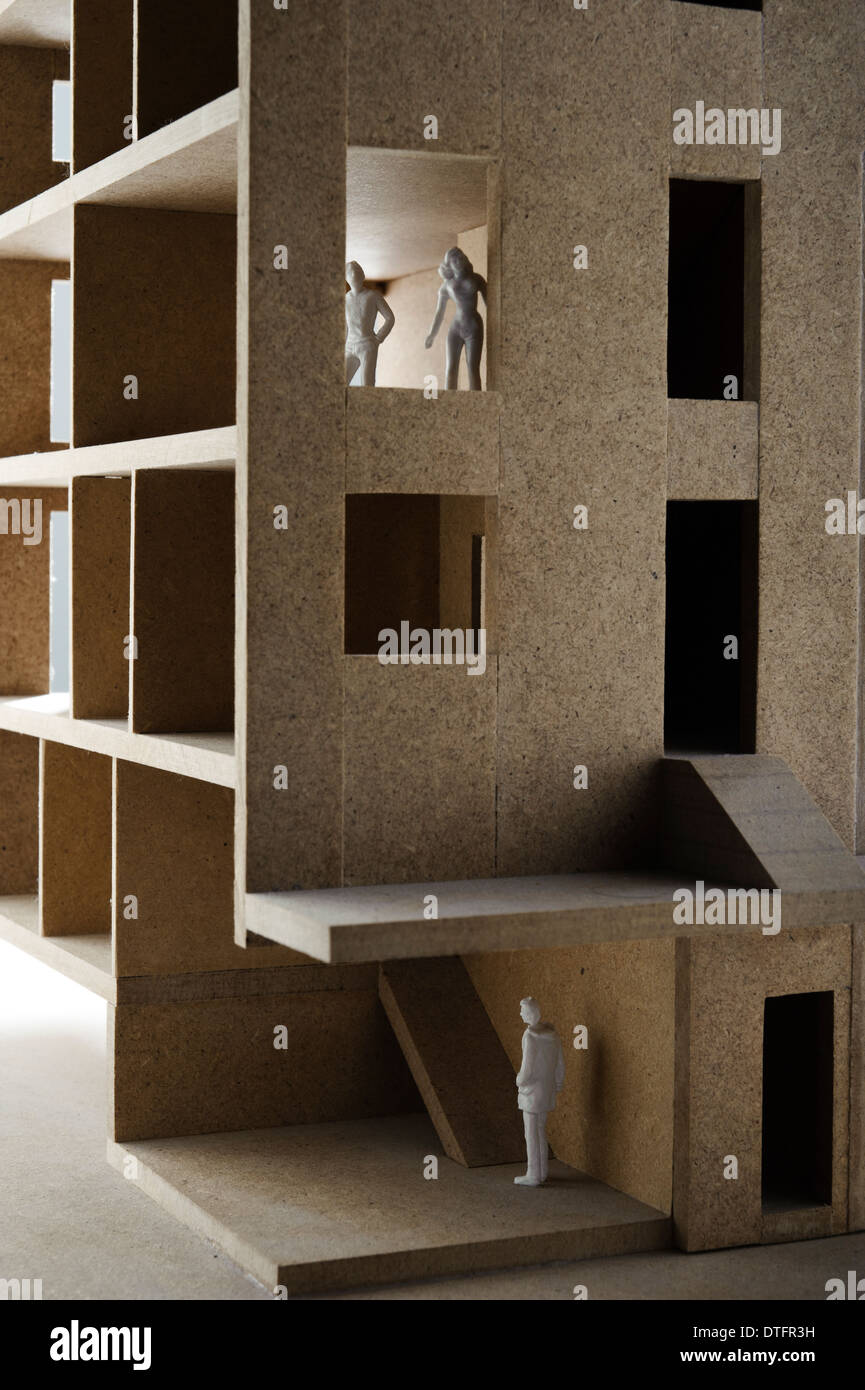 Photo of an architectural model with various model figures Stock Photo