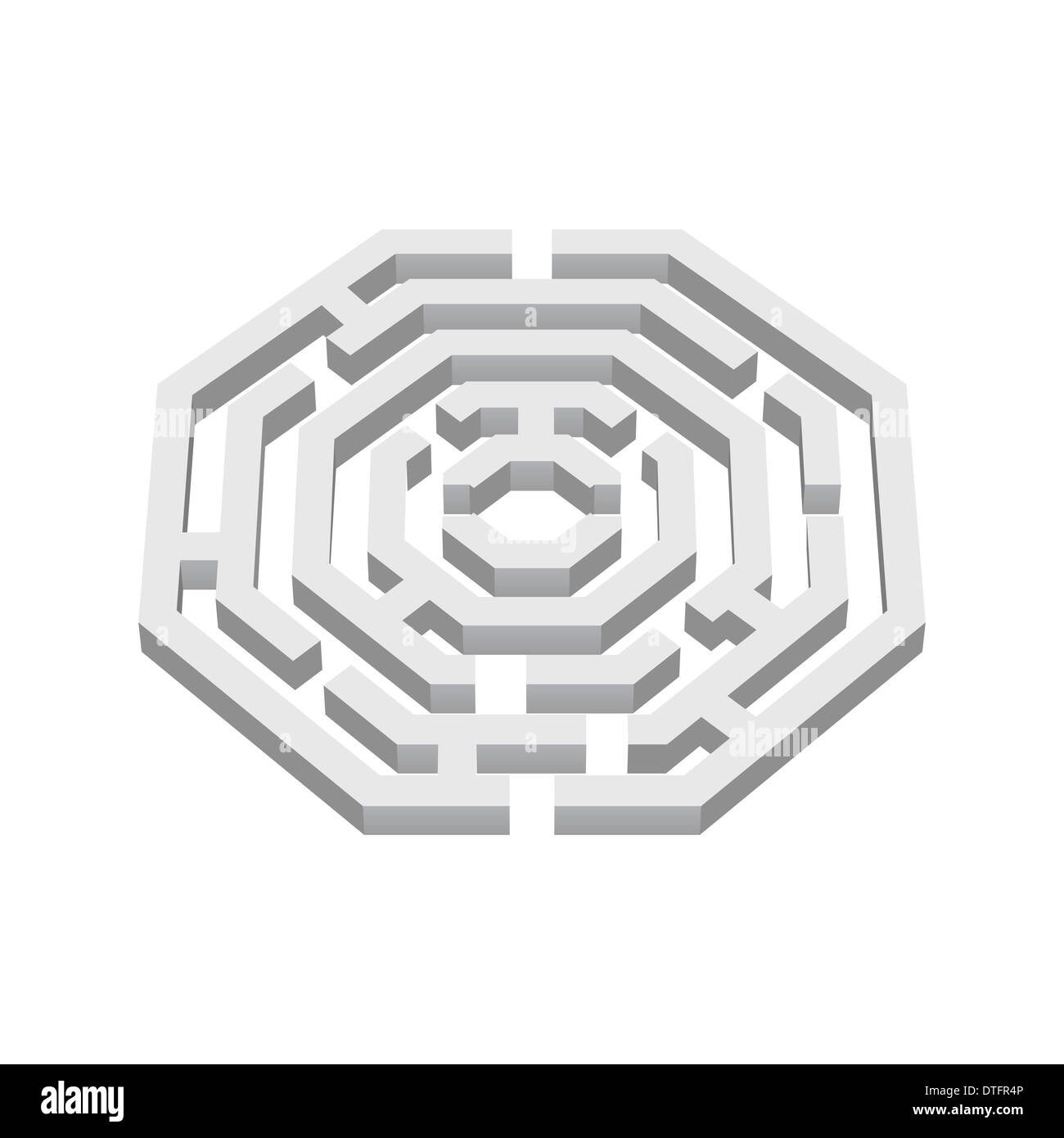 White 3d labyrinth in octangle shape on white background Stock Photo ...