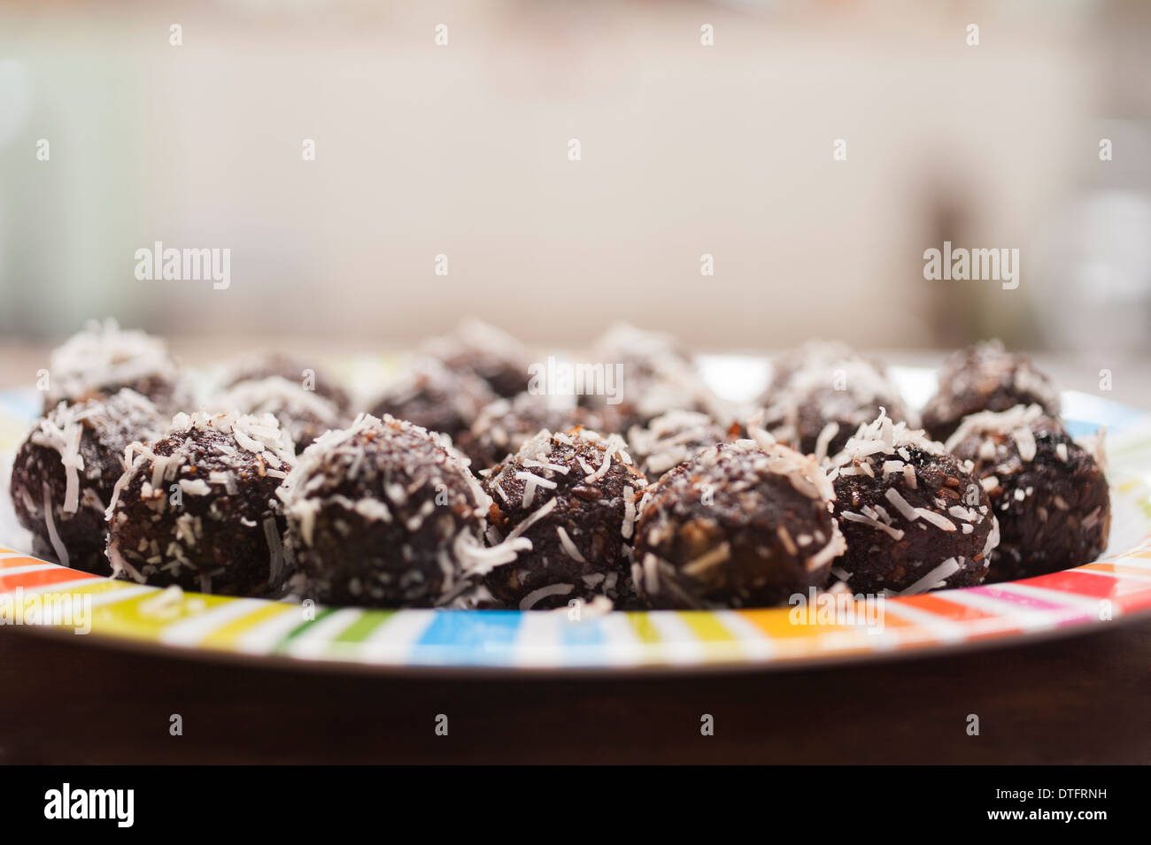 Chocolate balls with coconut flakes Stock Photo Alamy
