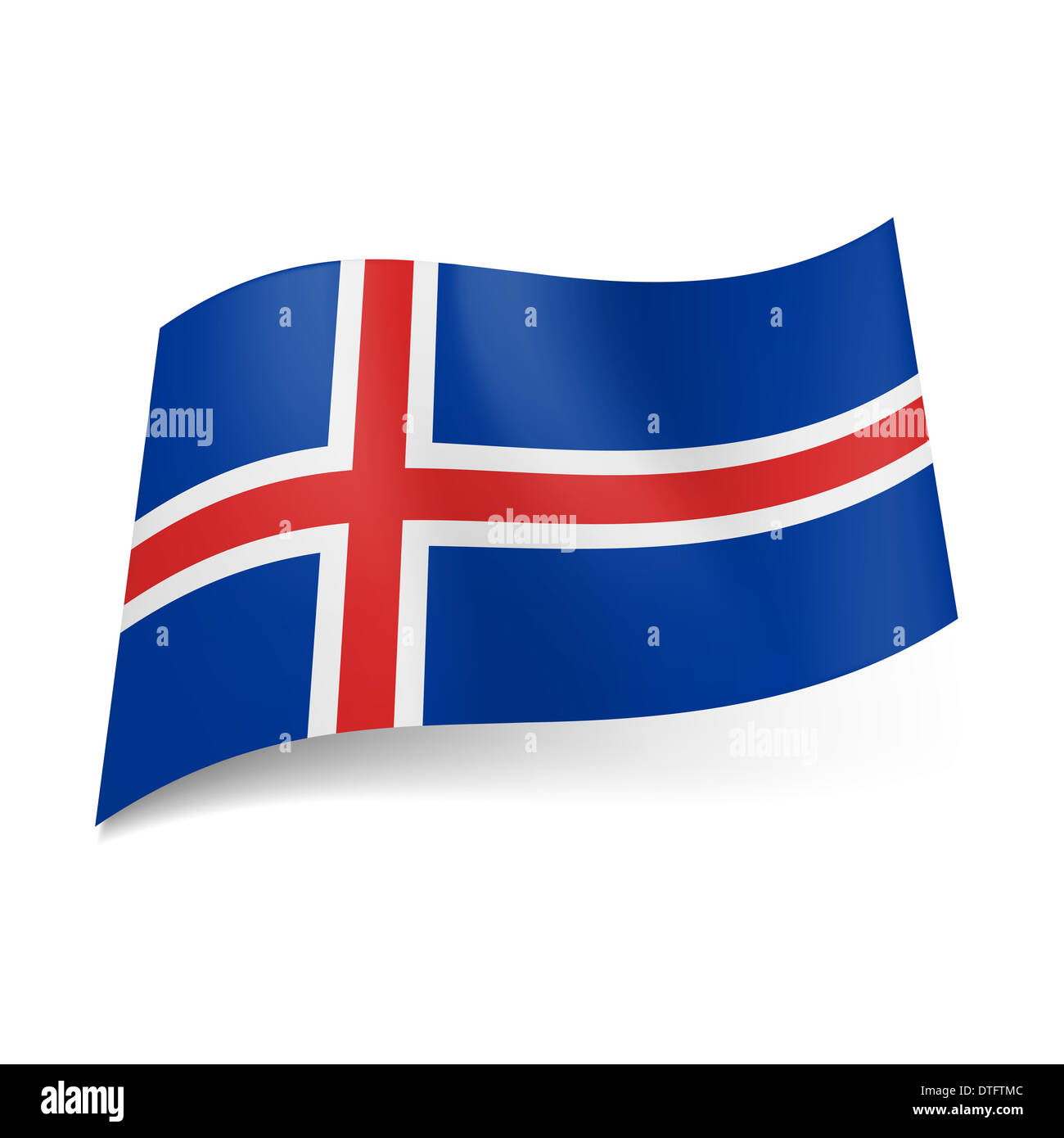 National flag of Iceland: white bordered red cross on blue background - Alamy
