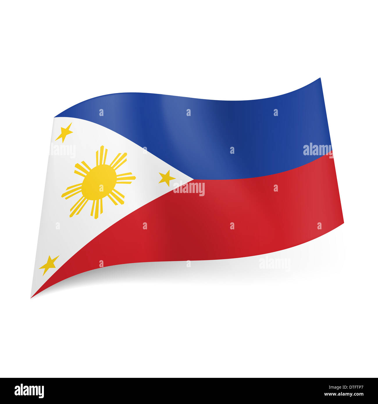 Lækker frekvens Ved daggry National flag of Philippines: blue and red horizontal stripes, white  triangle with golden sun and stars on left side Stock Photo - Alamy
