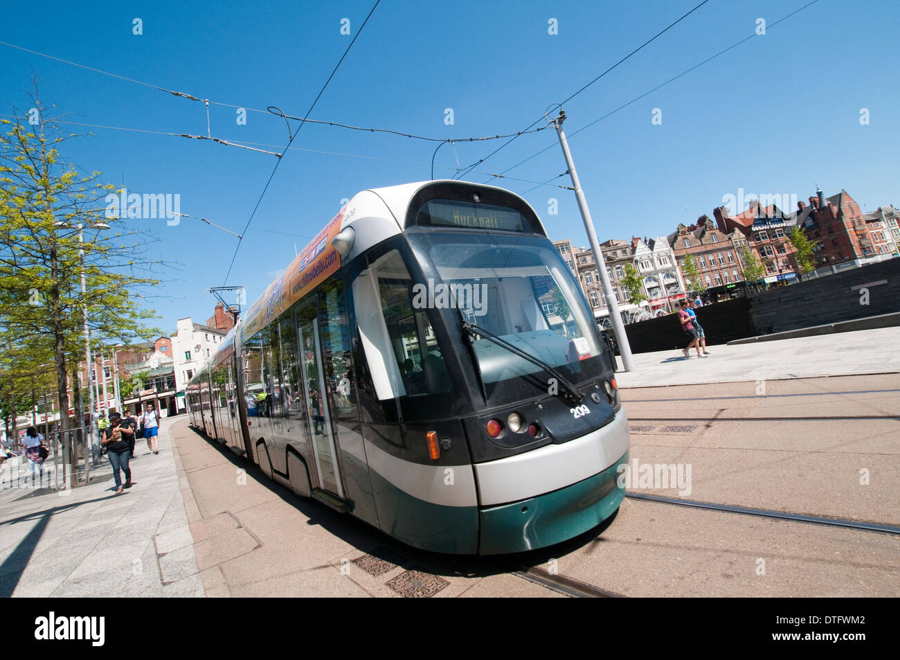 Tram in Nottingham City Centre, Nottinghamshire England UK Stock Photo