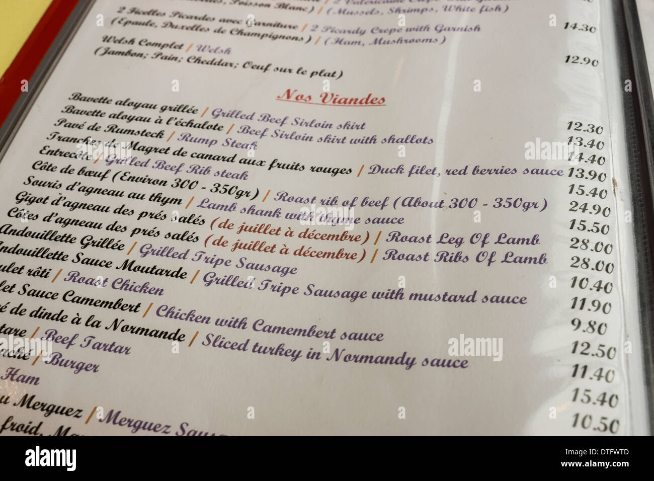 English menu hires stock photography and images Alamy