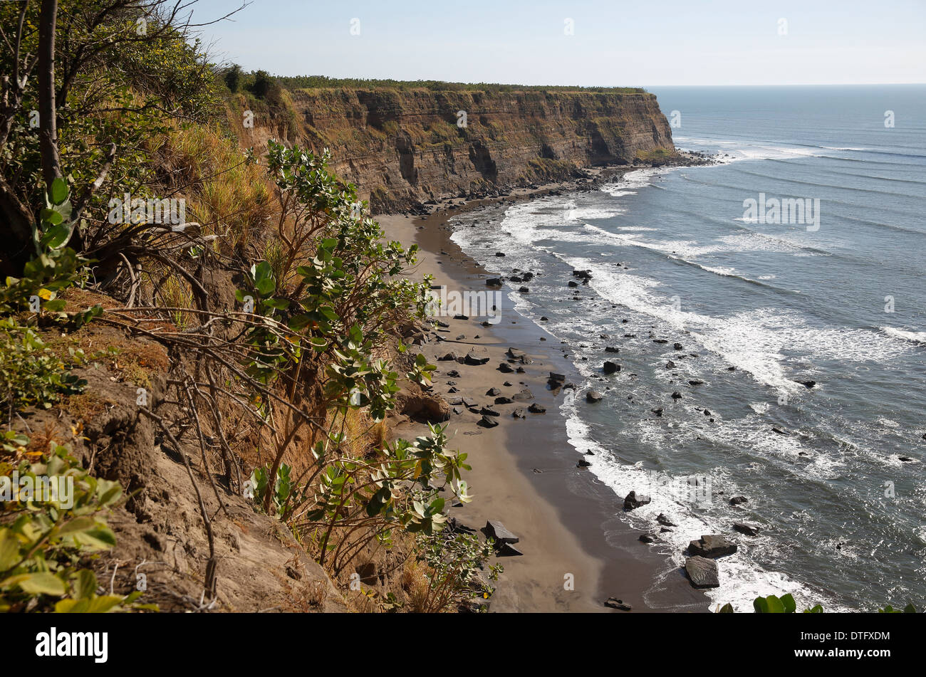 Pacific coast cliffs at El Tanque Nicaragua Stock Photo