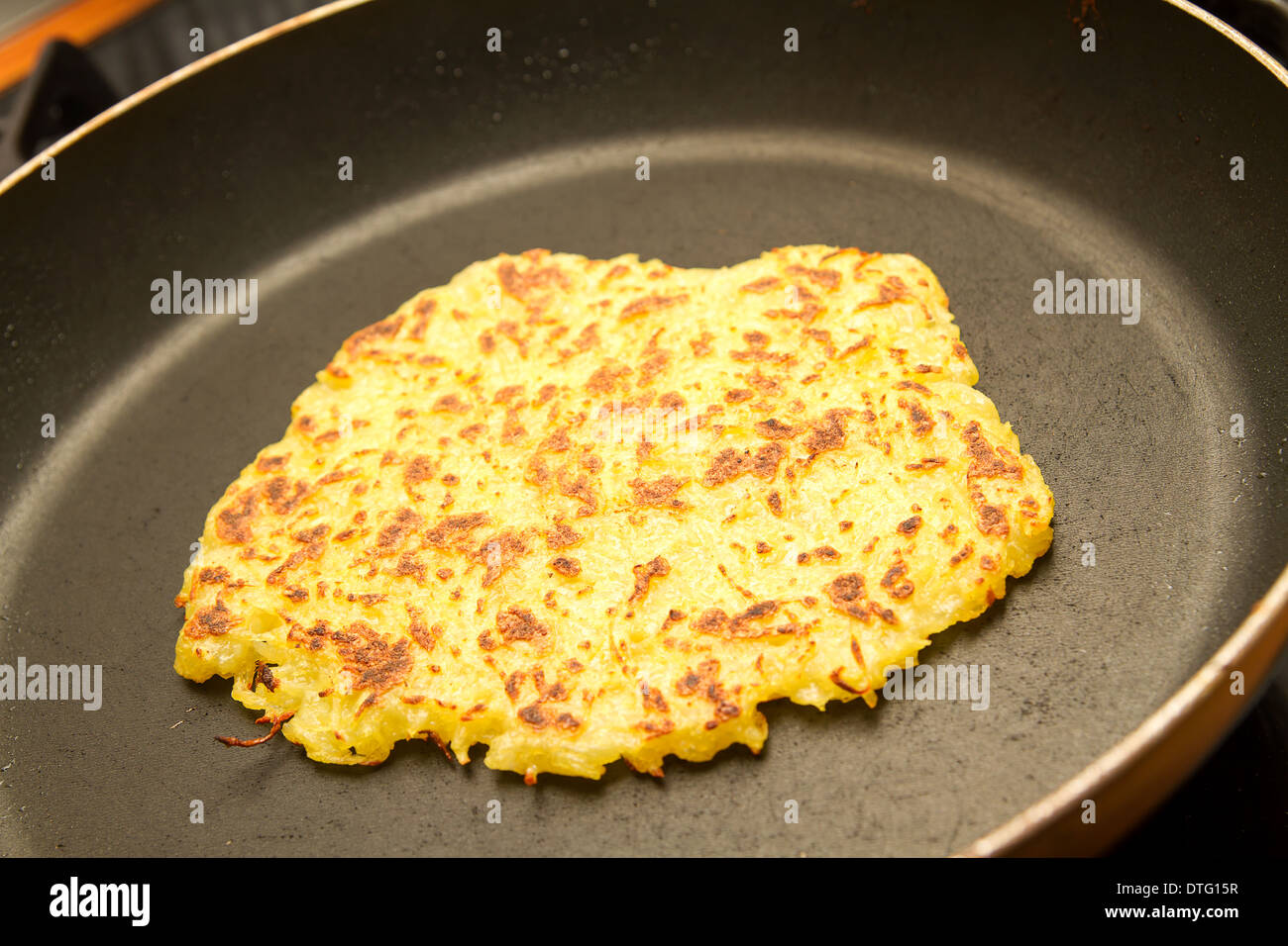 potato fritter in a pan Stock Photo