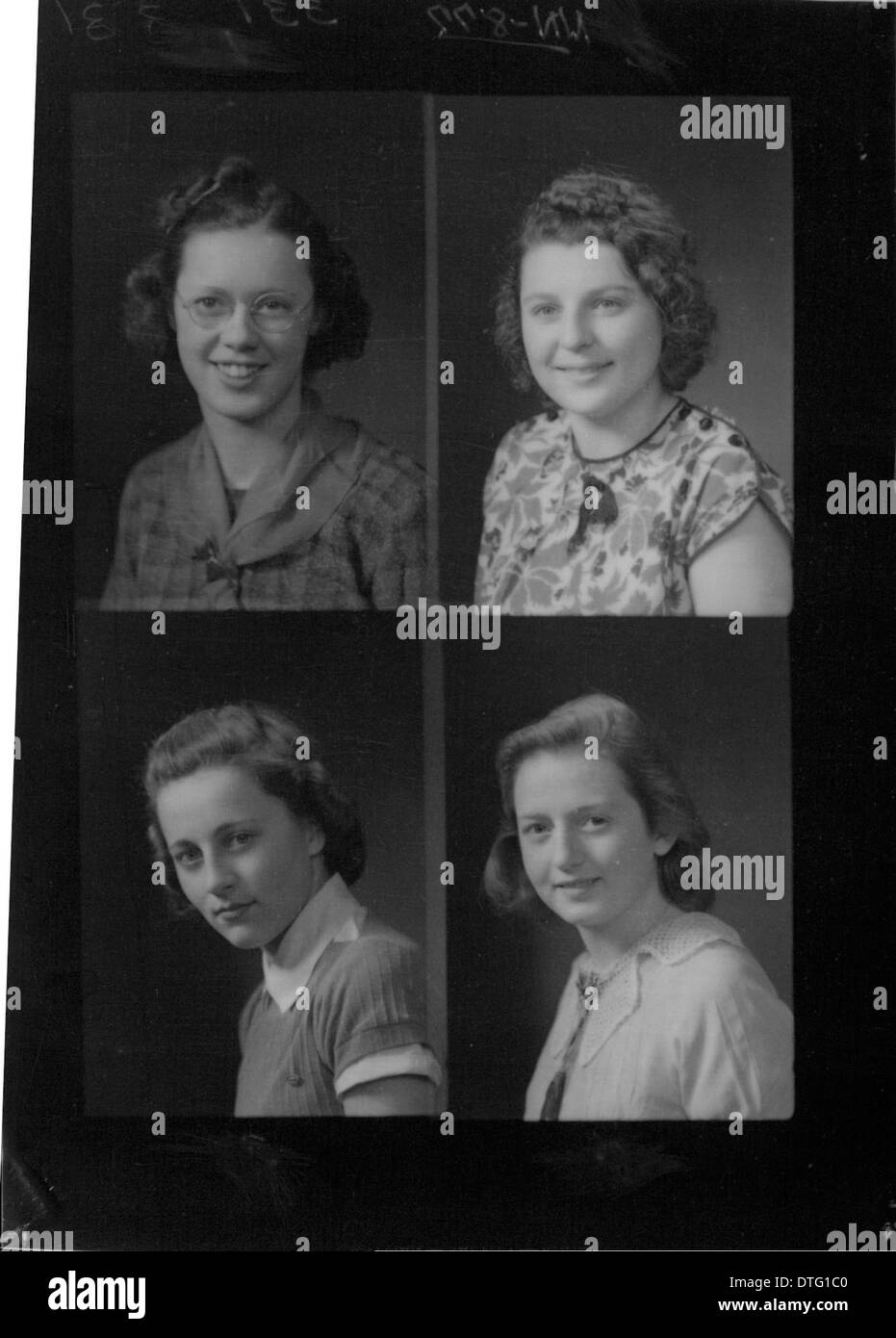 This image features portraits of students from McGuffey High School in 1939, capturing a moment in time for this historical institution. These yearbook photos offer a glimpse into student life and the educational environment of that era. Stock Photo