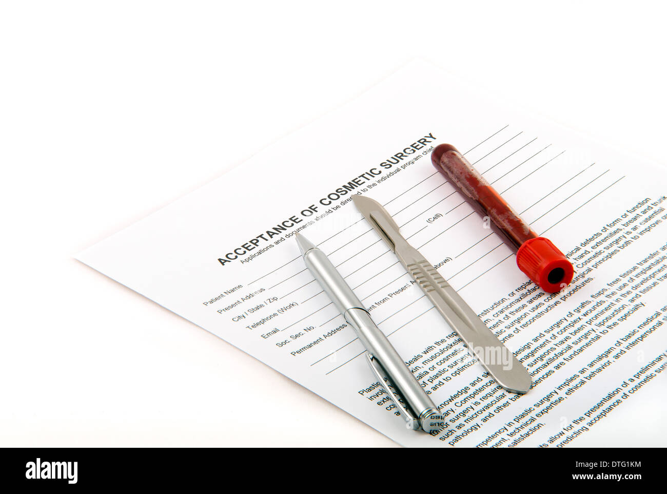 acceptance cosmetic surgery form hospital law Isolated Stock Photo Alamy