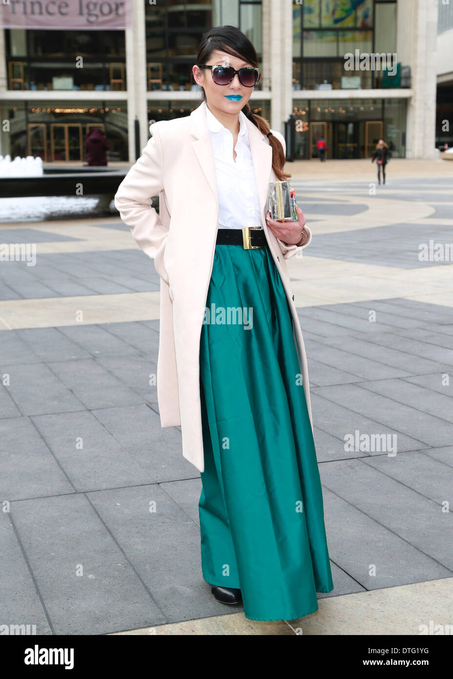 Sabrina Poon arriving at the Betsey Johnson runway show in New York