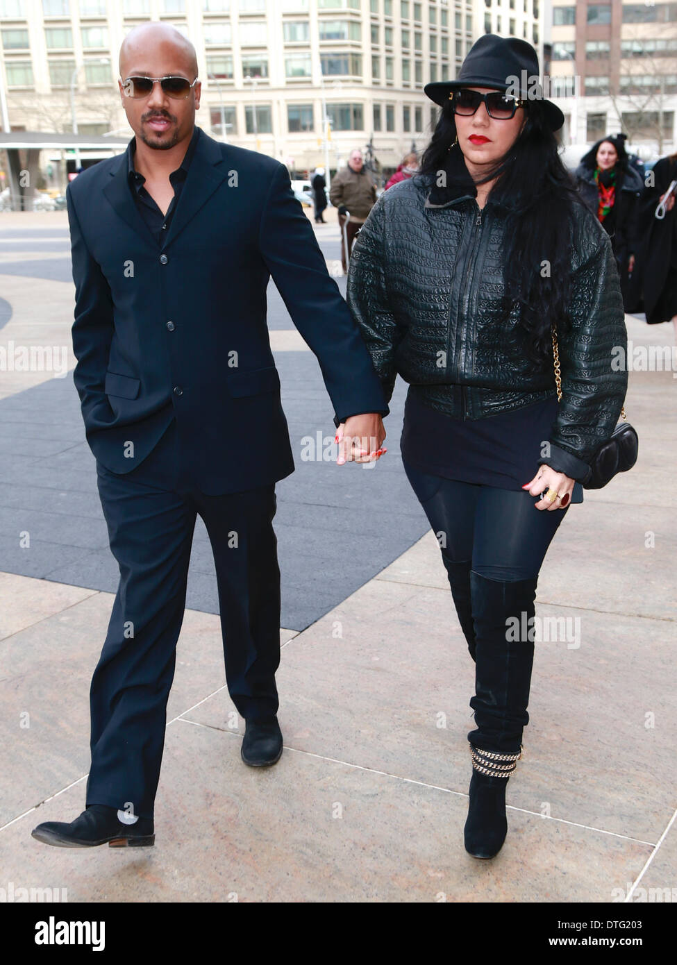Asa Soltan arriving at the Betsey Johnson runway show in New York City