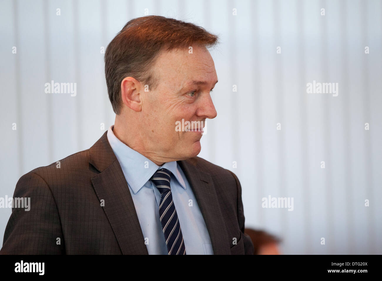 Berlin, Germany. 17th Feb, 2014. SPD party leadership meeting at Willy Brandt Haus in Berlin. / Picture: Thomas Oppermann (SPD), Lider of the SPD Parliamentary Group. Credit:  Reynaldo Paganelli/NurPhoto/ZUMAPRESS.com/Alamy Live News Stock Photo