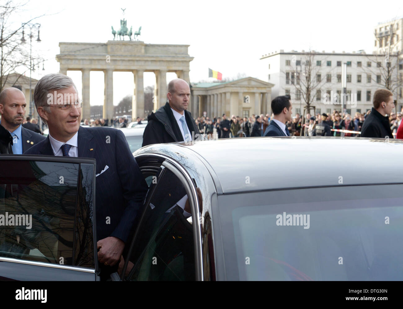 Berlin, Germany. 17th Feb, 2014. Belgian King Philippe gets into a car ...