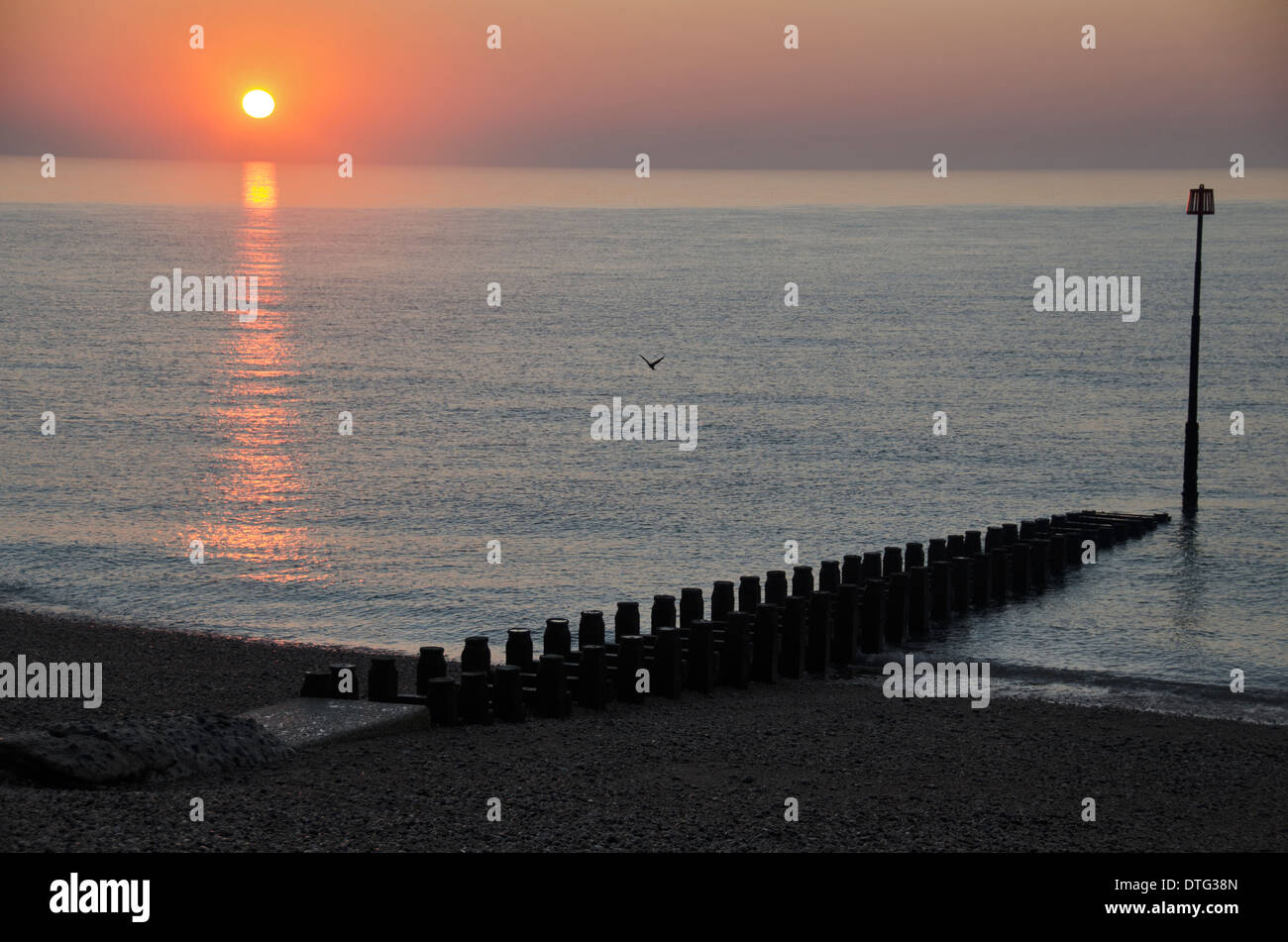 Sunrise at Eastbourne, East Sussex on the South Coast of England. Stock Photo