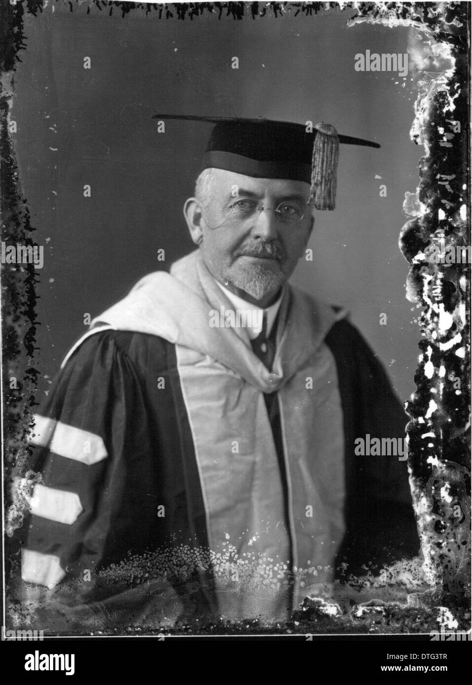 This portrait of President William Boyd of Western College, featuring him in cap and gown, highlights his role as a college administrator during his tenure, symbolizing academic tradition and leadership. Stock Photo