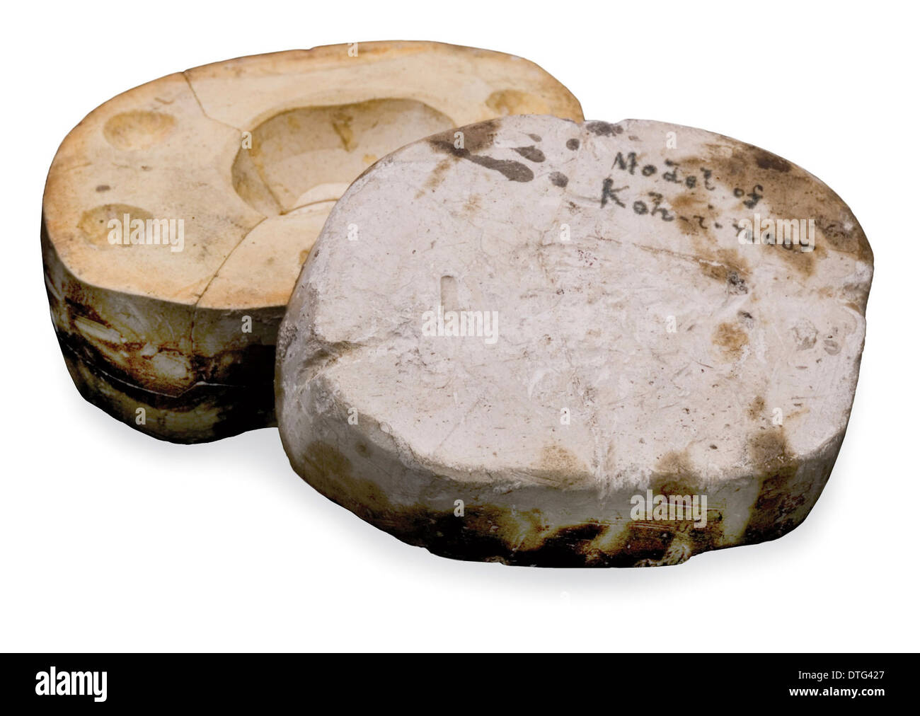 Plaster mould recording the original shape of the Koh-i-Noor diamond Stock Photo