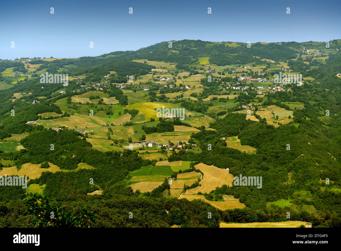 The valley of the Dragon - Modena Apennines West Reggio Emilia hills in the Italian region Emilia-Romagna  from Montefiorino Stock Photo