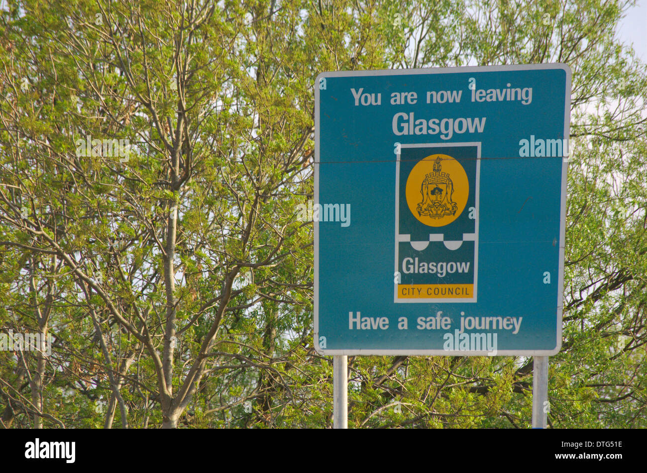 City boundary sign at Shawfield Bridge in Glasgow, Scotland Stock Photo