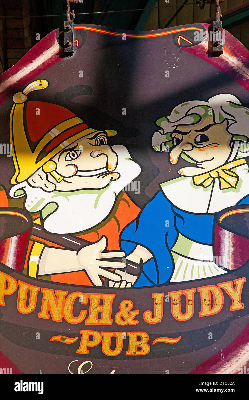 Punch and Judy Pub Sign in Covent Garden Market,London,UK Stock Photo