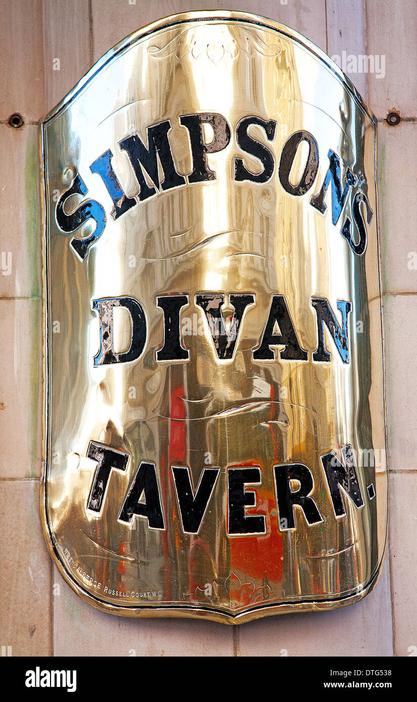 Simpson's-in-the-Strand brass sign in London Stock Photo