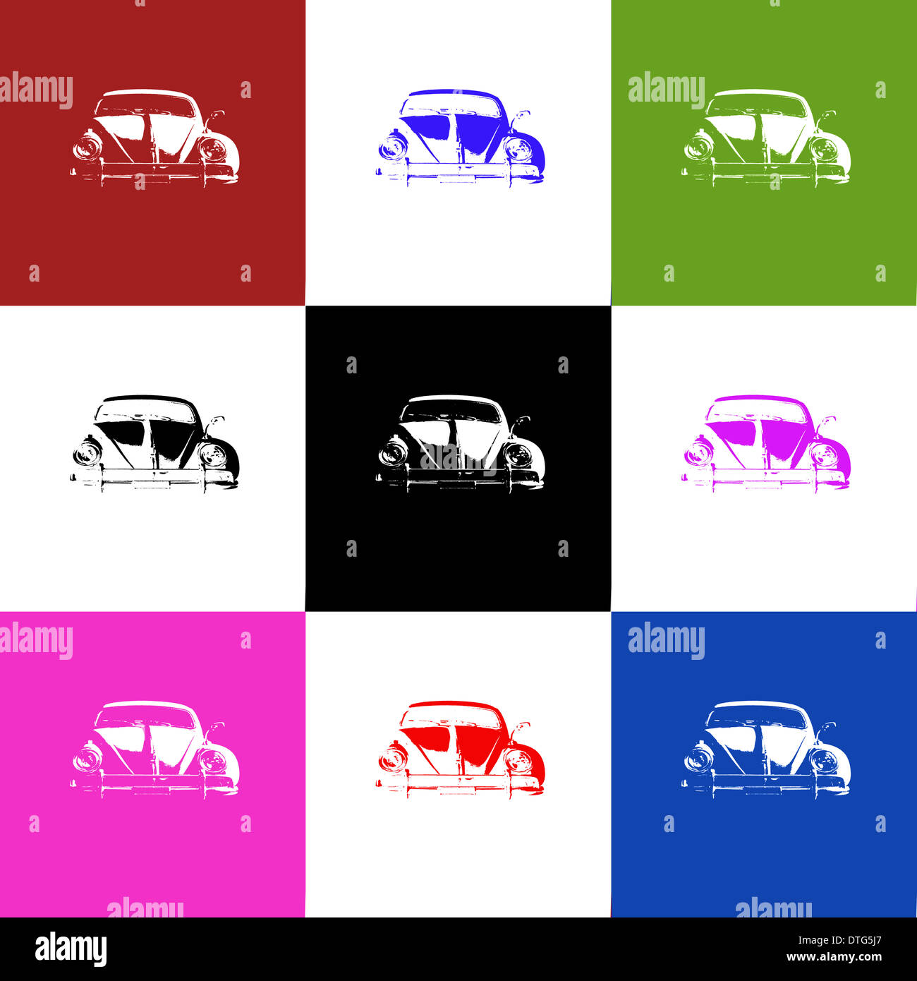 Andy Warhol pop art inspired image of Volkswagen Beetles Stock Photo