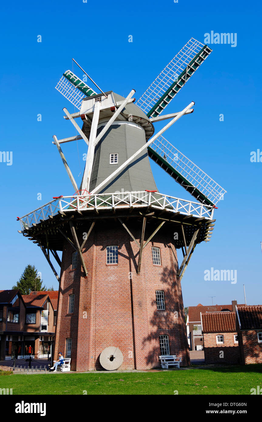 Windmill 'Meyers', Papenburg, East Frisia, Lower Saxony, Germany Stock Photo