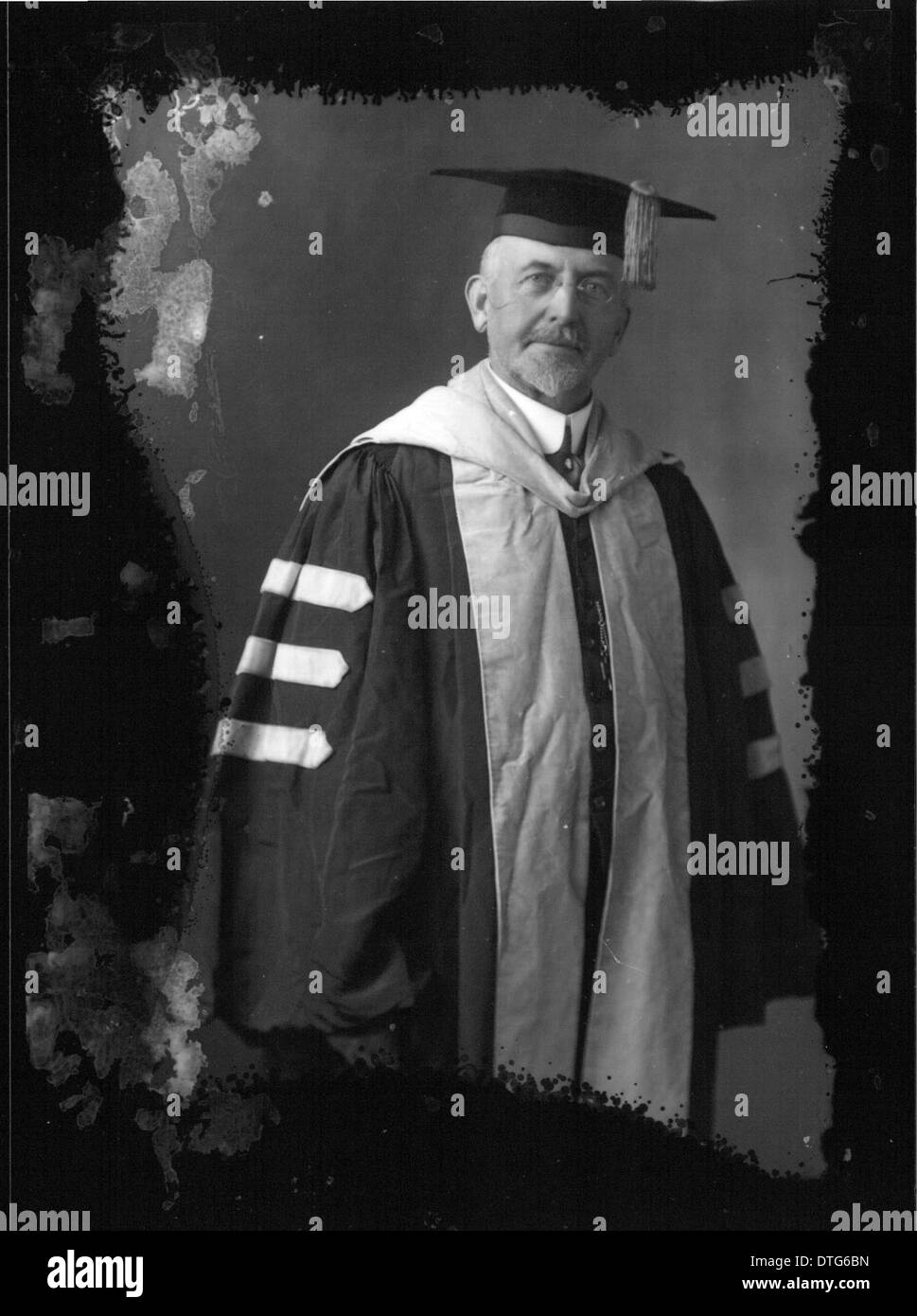 This portrait of William Boyd, President of Western College, depicts him in a cap and gown. The photograph highlights his academic role and the academic tradition of college administrators during the late 19th and early 20th centuries. Stock Photo