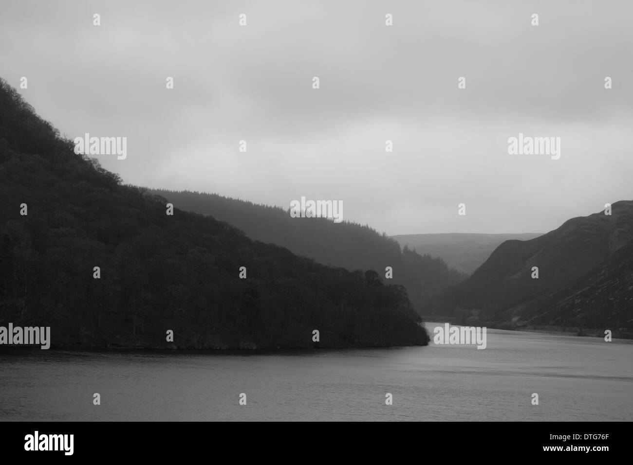 Taken in the Elan Valley in Mid Wales, a landscape made up of different shades Stock Photo
