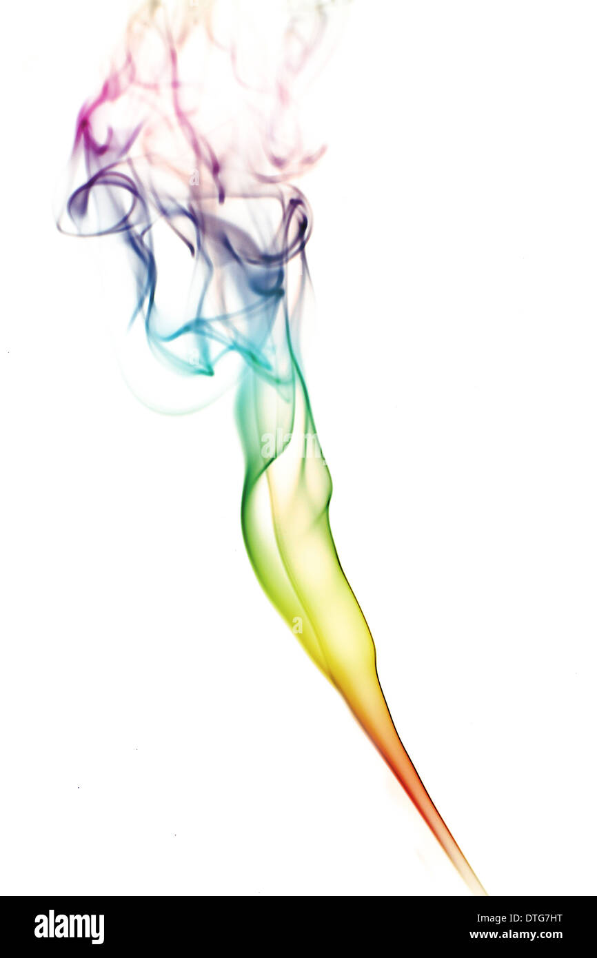 A smoke image - Rainbow on white Stock Photo