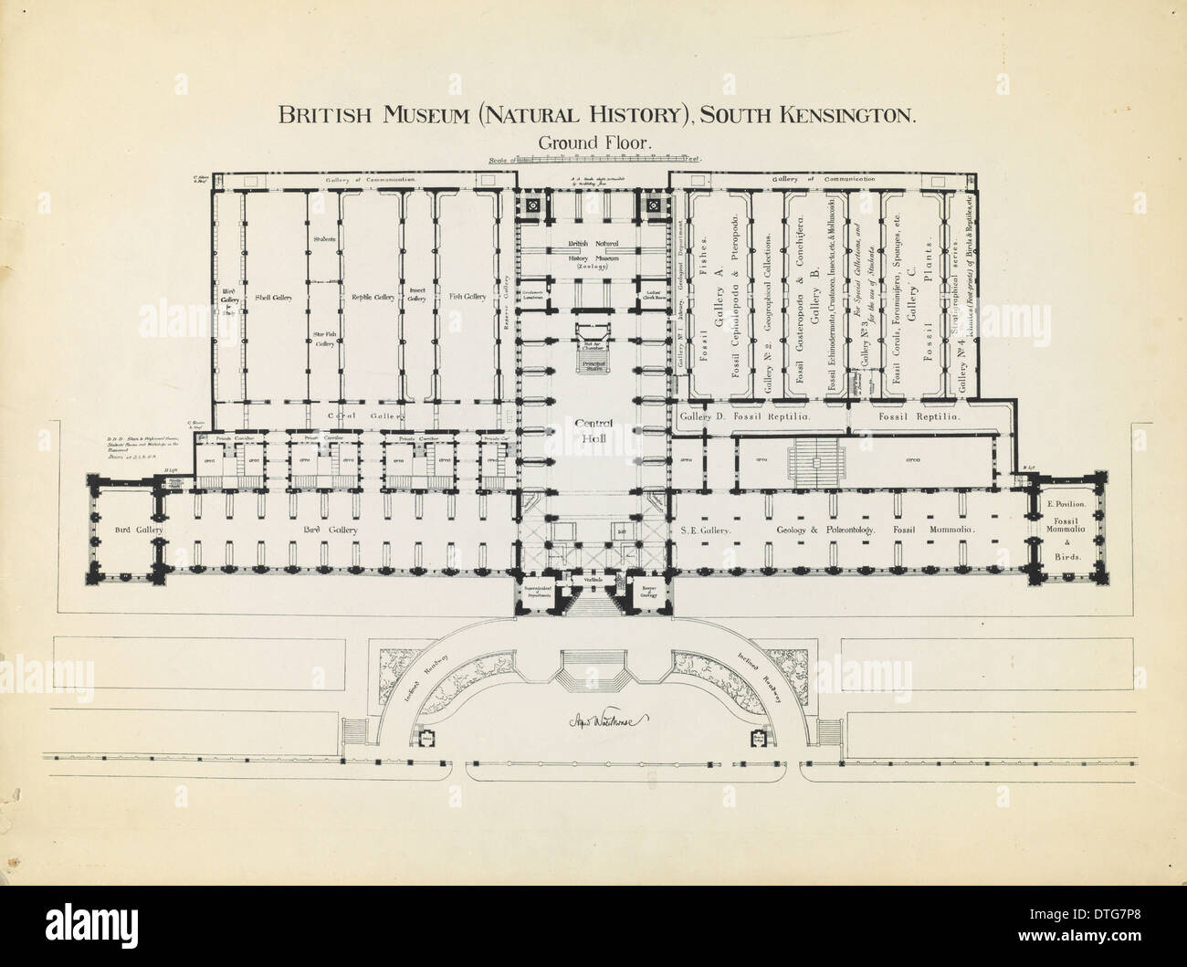 1872 plan of the Museum by Alfred Waterhouse Stock Photo