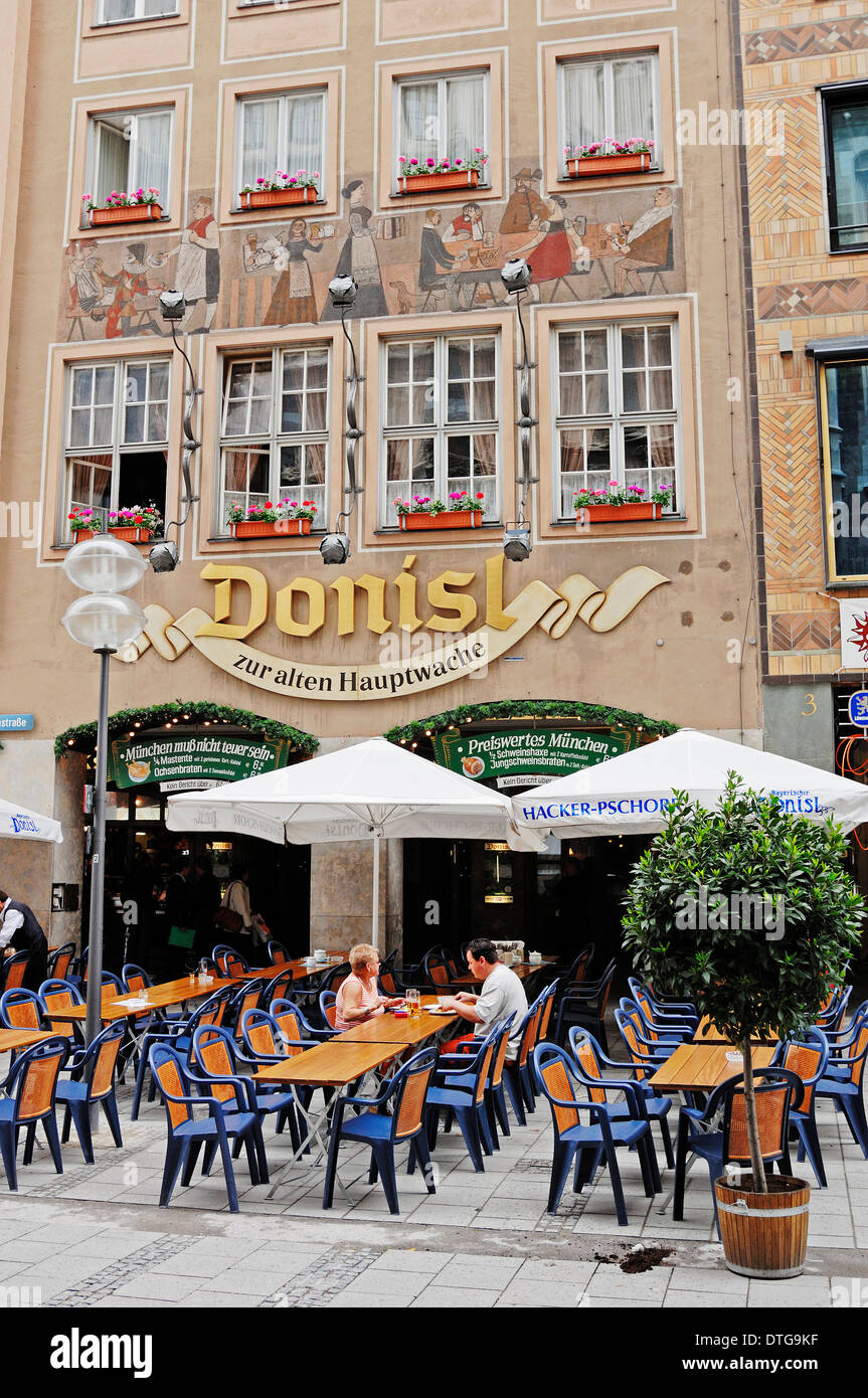 Pavement cafe Donsil, Munich, Bavaria, Germany Stock Photo