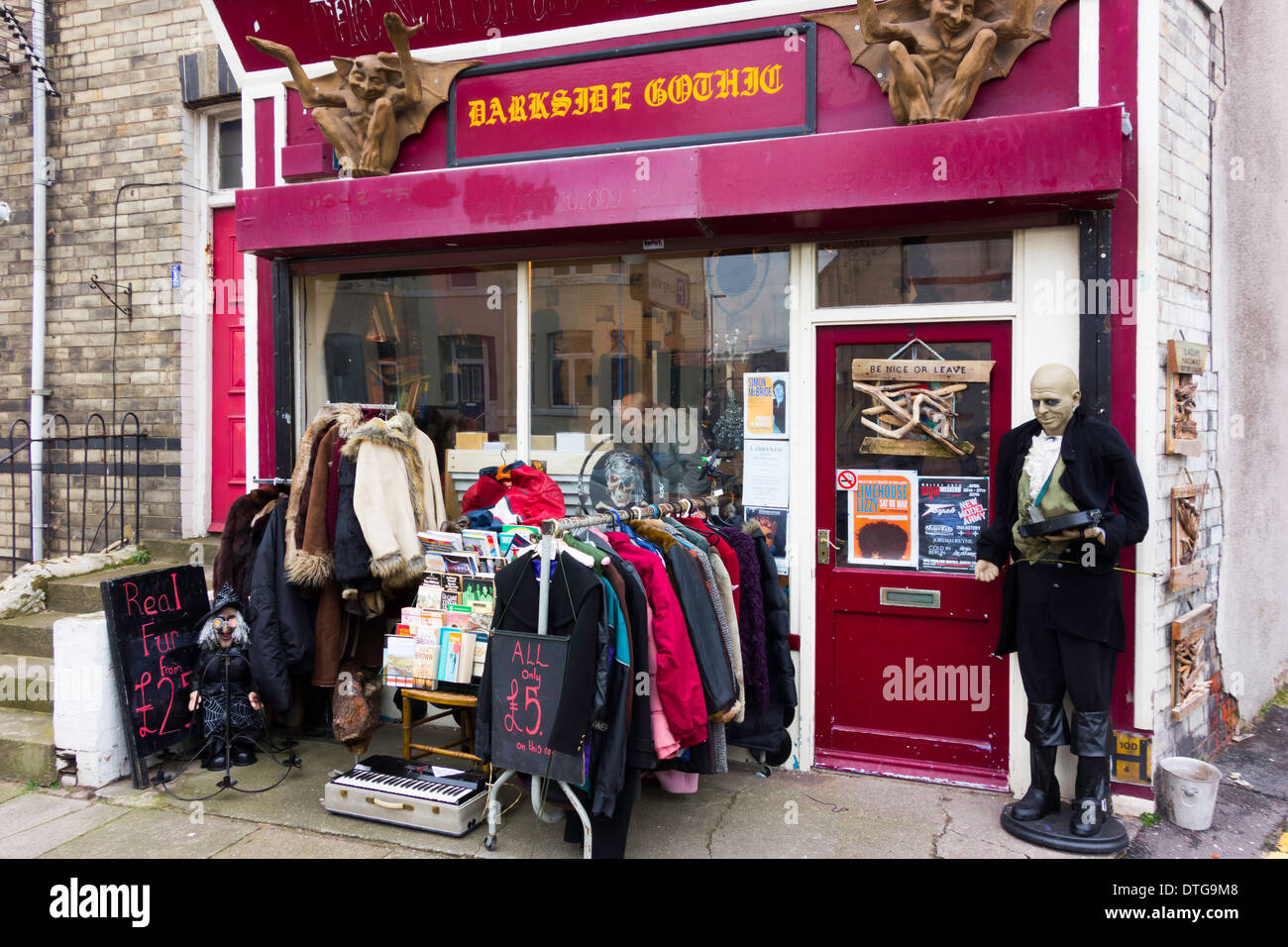 Darkside Gothic" antique and curio shop specialising in clothing and Curios in Redcar Cleveland North Yorkshire England Stock Photo - Alamy