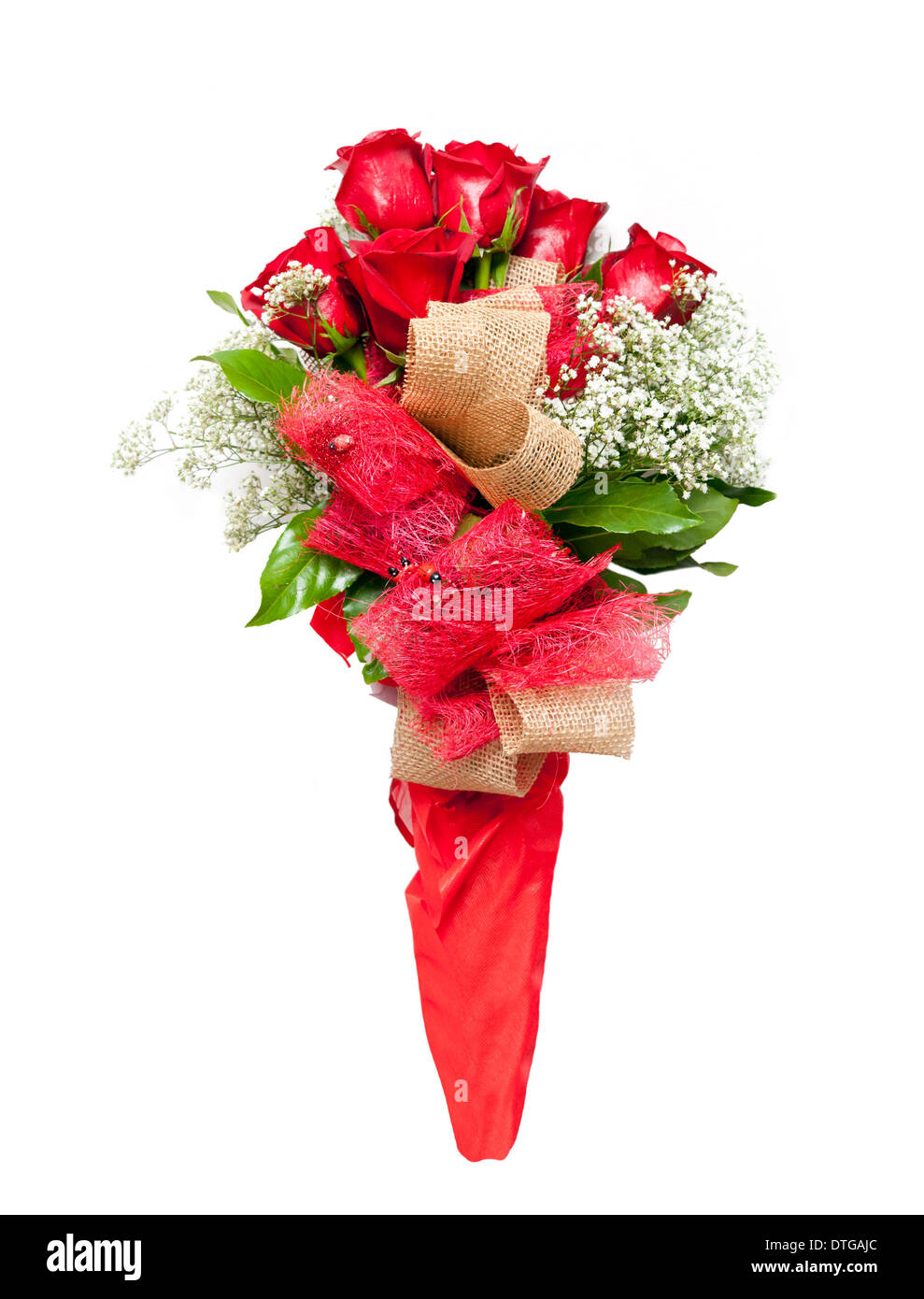 Flower bouquet of red roses on white background Stock Photo Alamy
