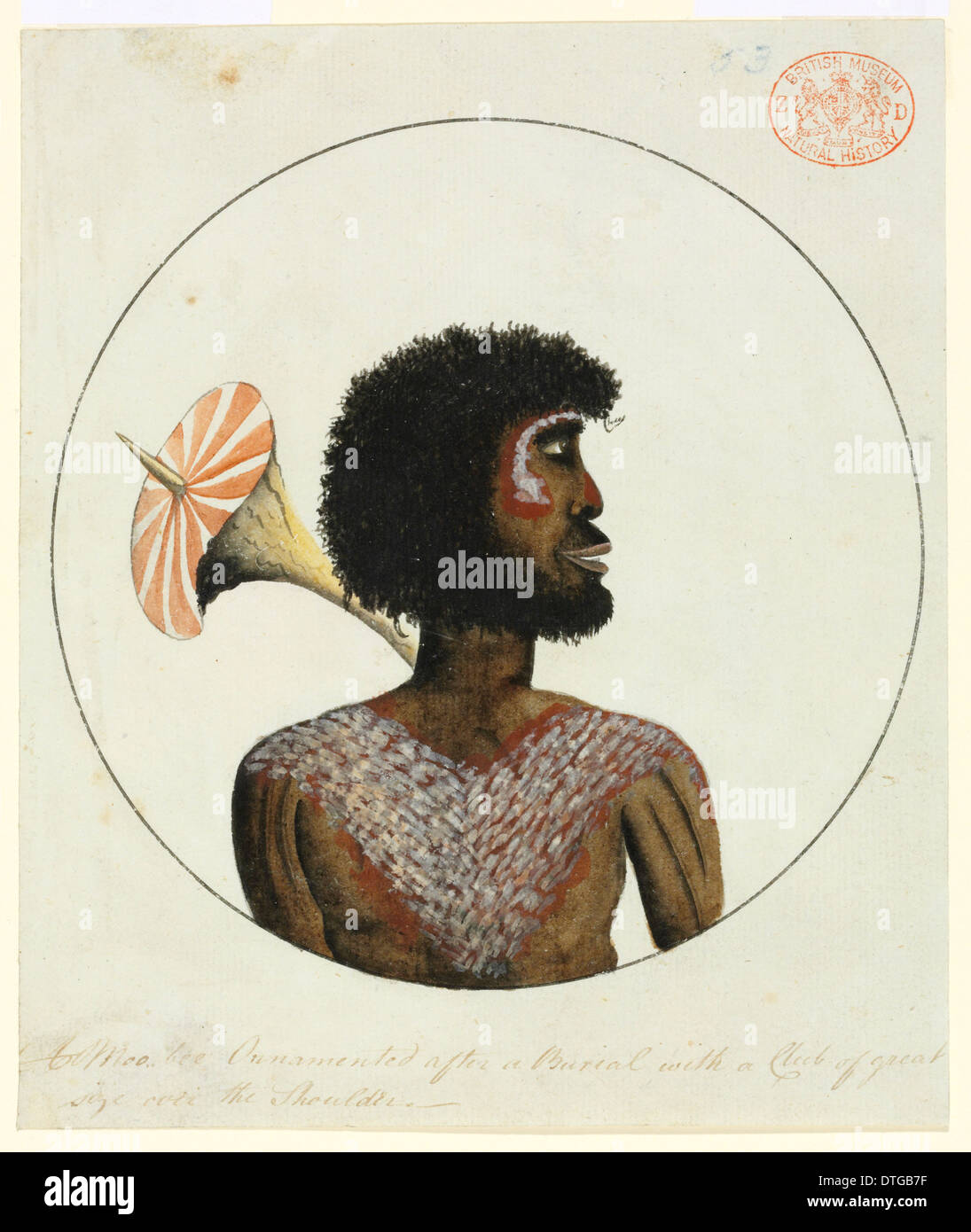 Portrait of an Aboriginal man decorated for a funeral ceremony Stock