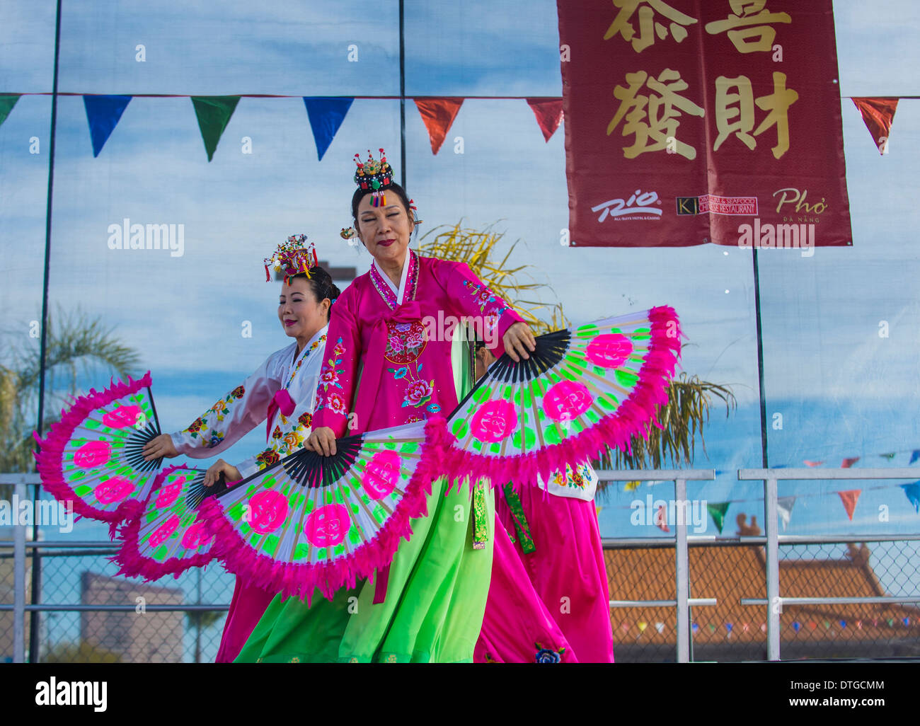 Korean folk dancers perform at the Chinese New Year celebrations held