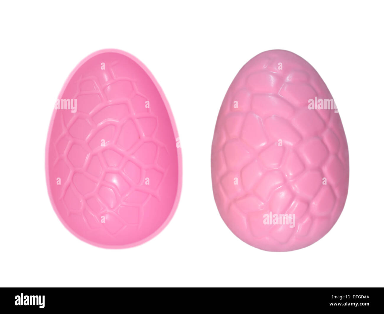 Easter egg moulds isolated against a plain background Stock Photo