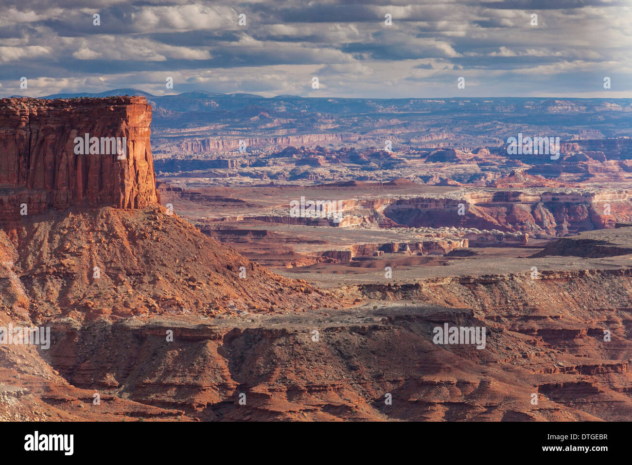 Murphy Point and Soda Springs Basin from the Green River Viewpoint in Canyonlands National Park, Utah. Stock Photo