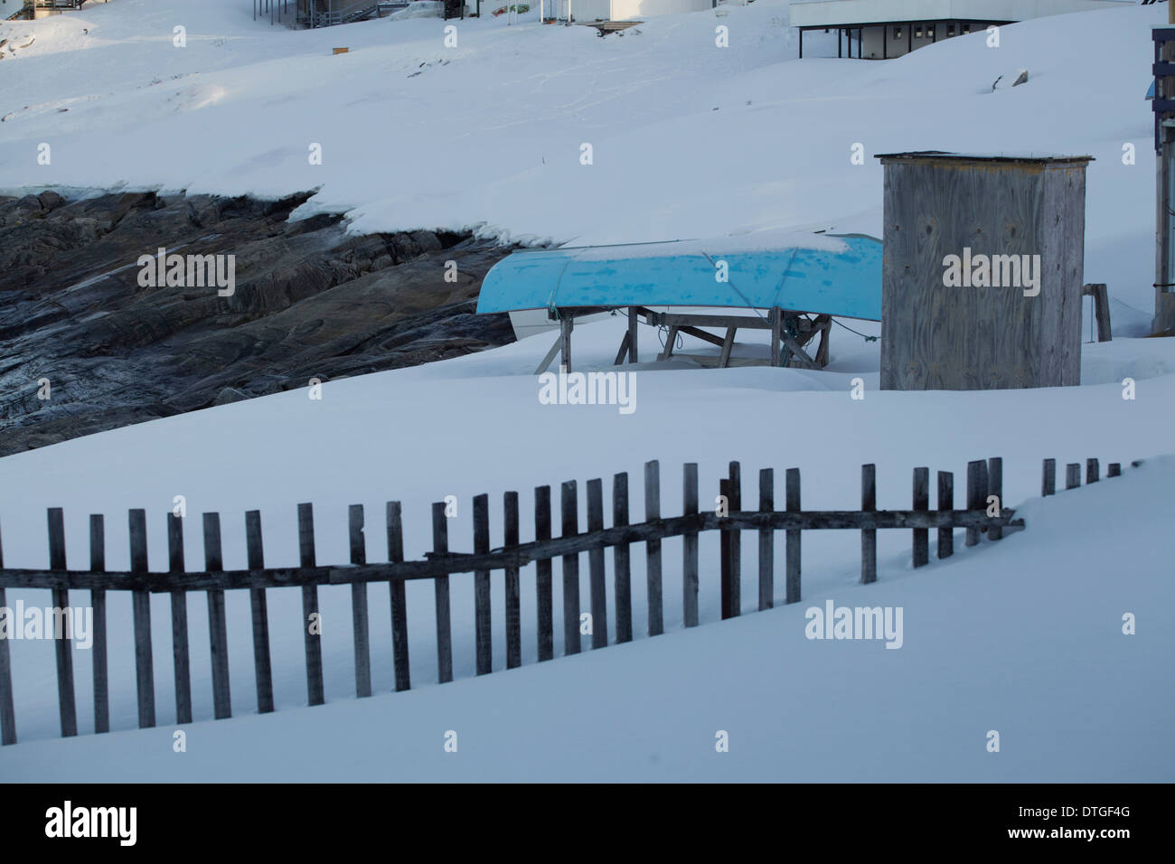A boat in the snow Stock Photo Alamy