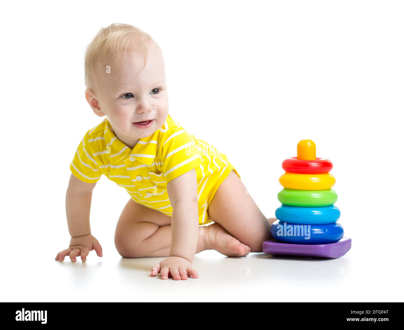 baby boy playing with educational toy Stock Photo