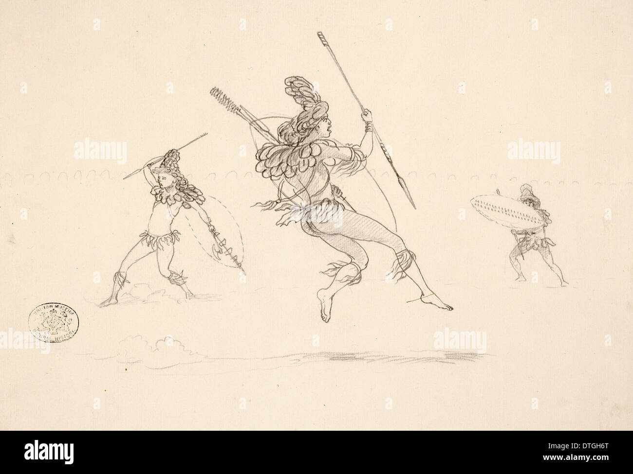 Warriors dancing, 1870 Stock Photo