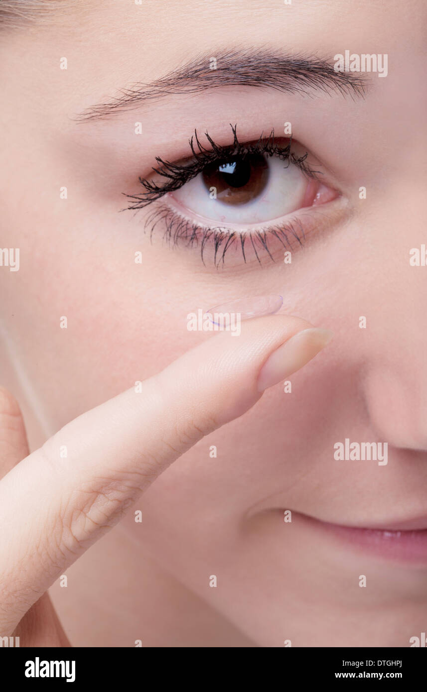 teenage girl,contact lens Stock Photo Alamy