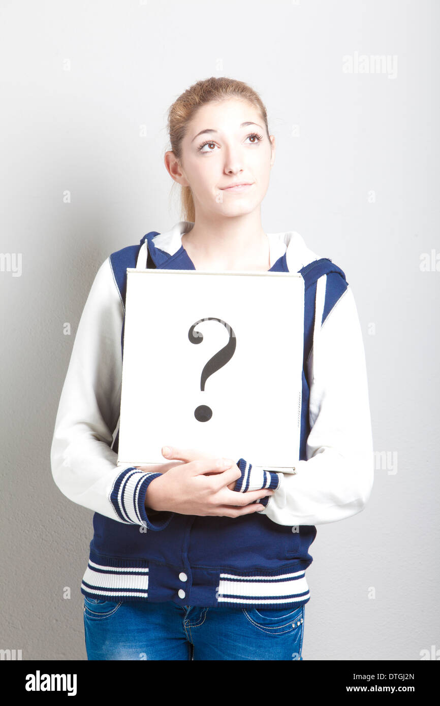teenage girl,question mark Stock Photo Alamy