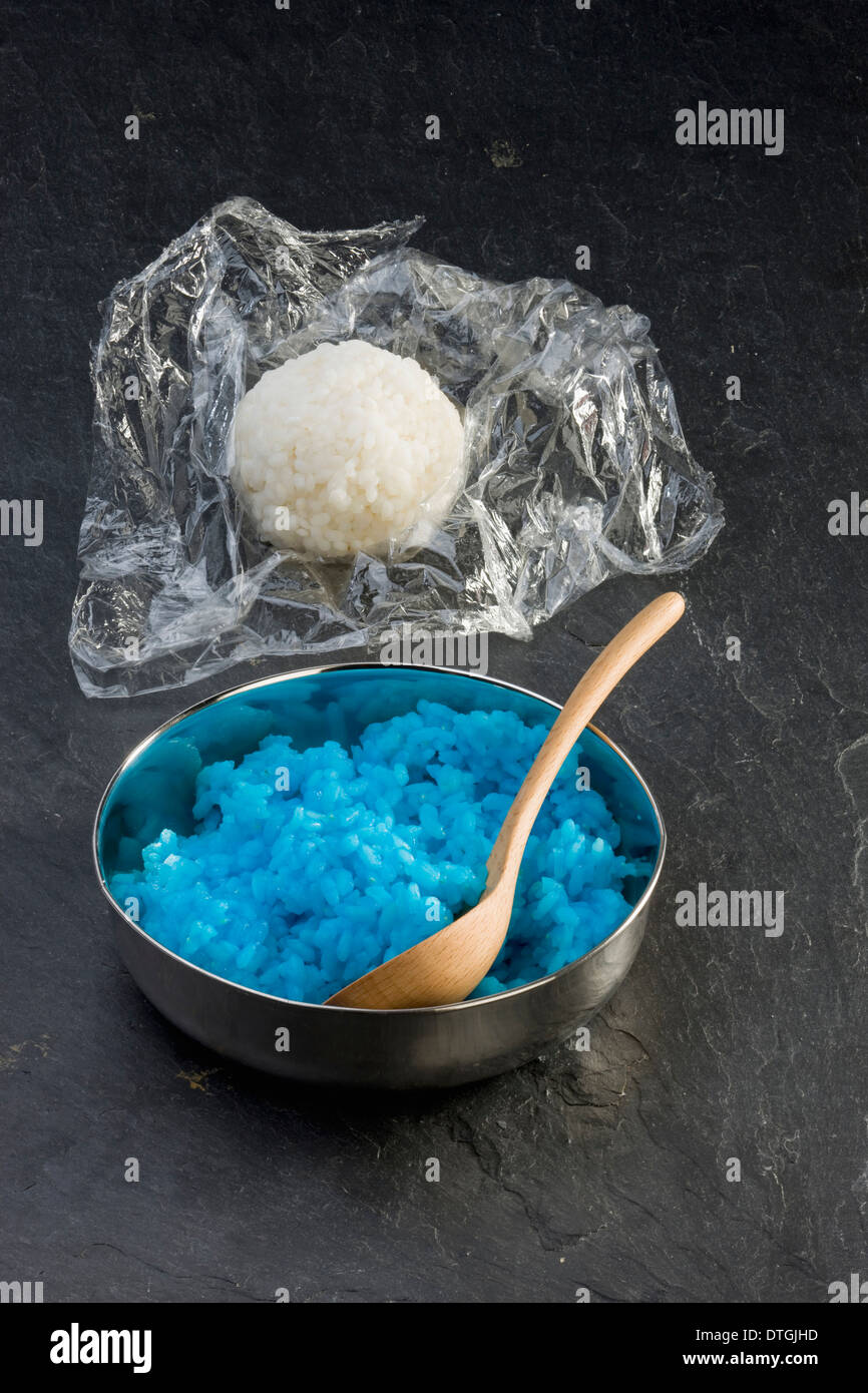 Preparing colored rice Stock Photo